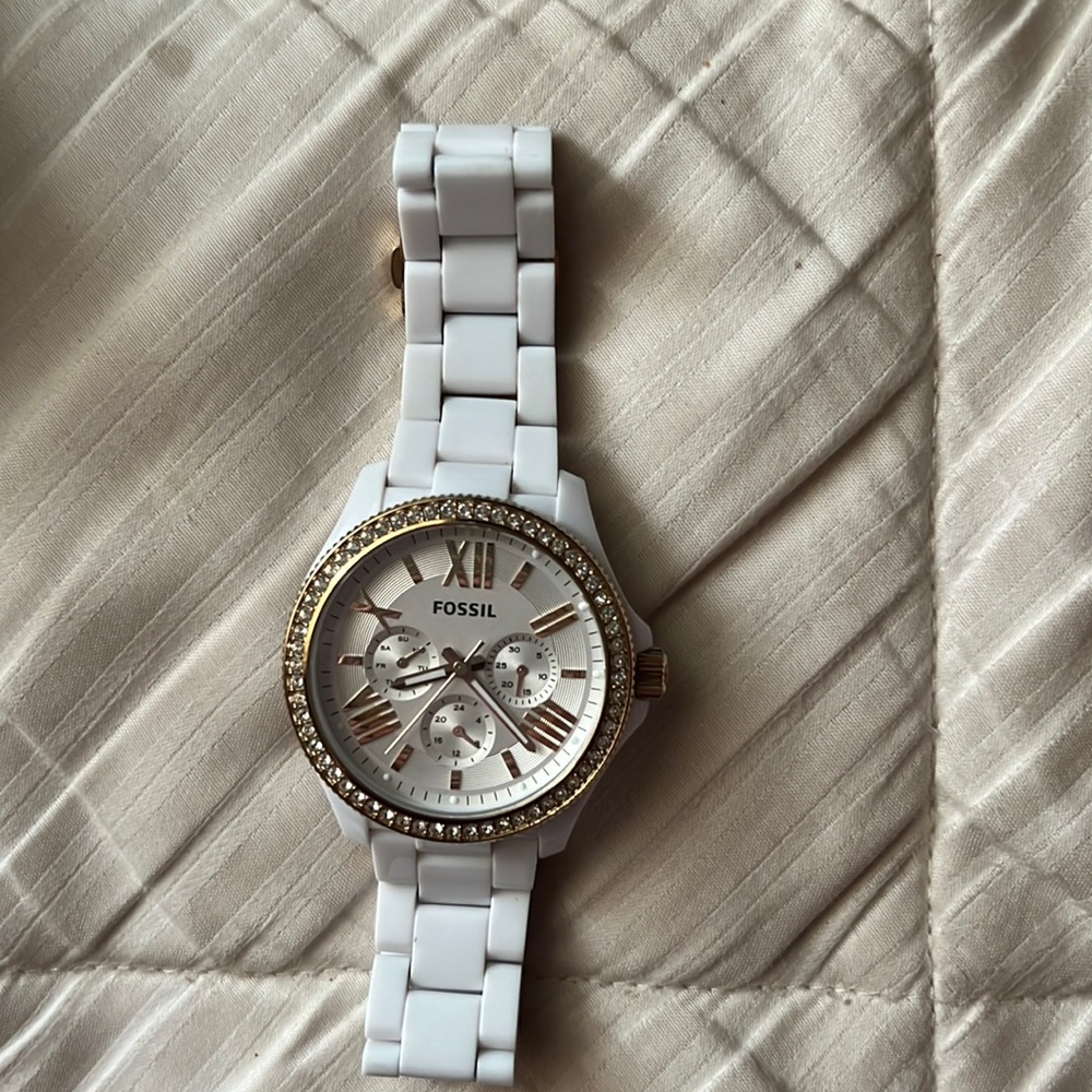 White fossil watch